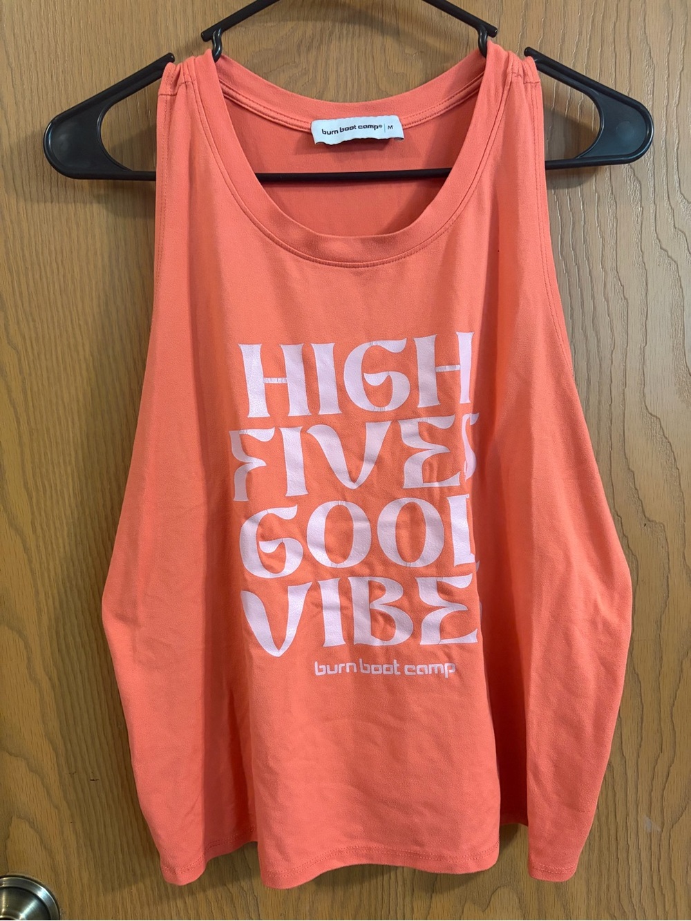 Burn Boot Camp Women's Coral 'High Fives Good Vibes' Tank Medium